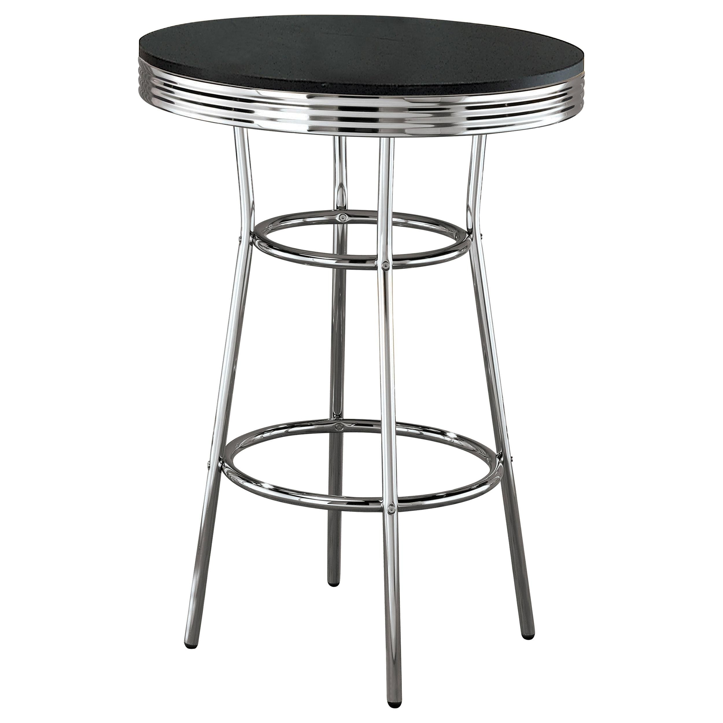 Theodore Round Bar Table Black and Chrome - Luxury Home Furniture (MI)