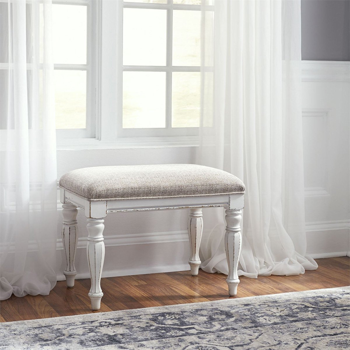 Liberty Magnolia Manor Accent Bench in Antique White - Luxury Home Furniture (MI)