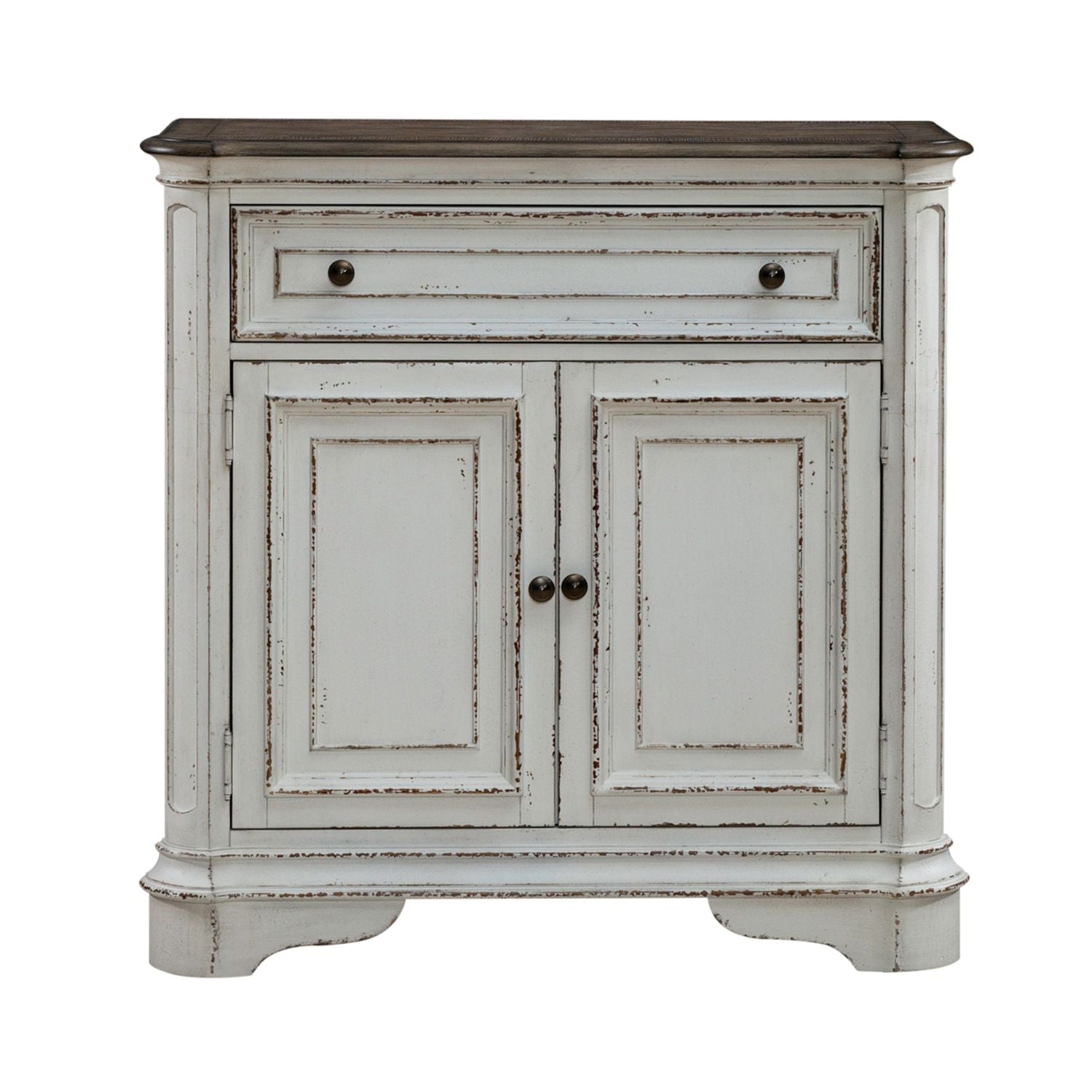 Magnolia Manor Accent Cabinet in Antique White & Weathered Bark EST SHIP TIME APPX 4 WEEKS - Luxury Home Furniture (MI)