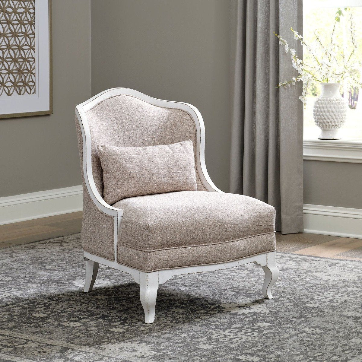 Liberty Furniture Magnolia Manor Upholstered Accent Chair in Antique White - Luxury Home Furniture (MI)