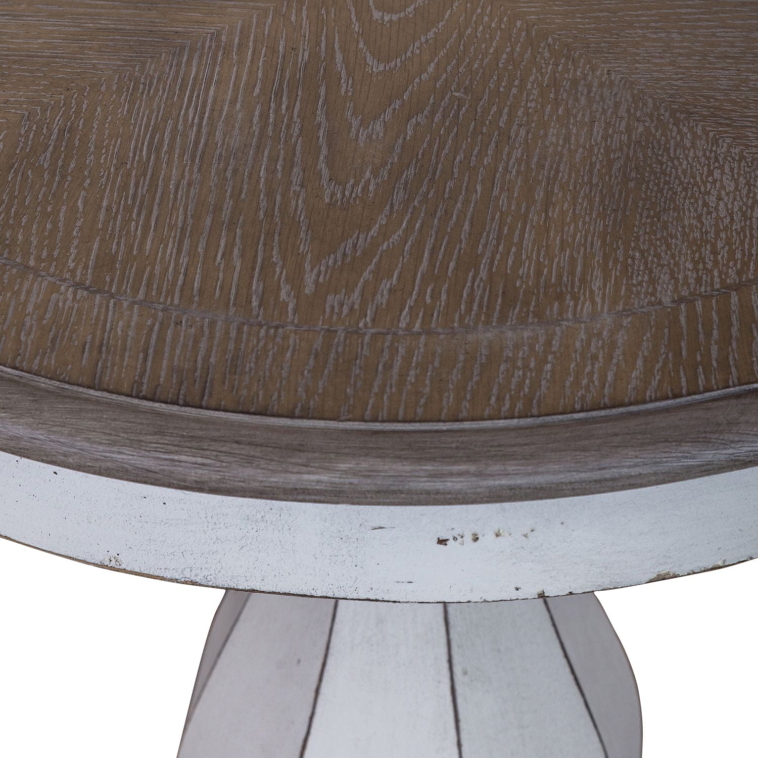 Magnolia Manor Round Accent Table in Antique White Base w/ Weathered Bark Tops - Luxury Home Furniture (MI)