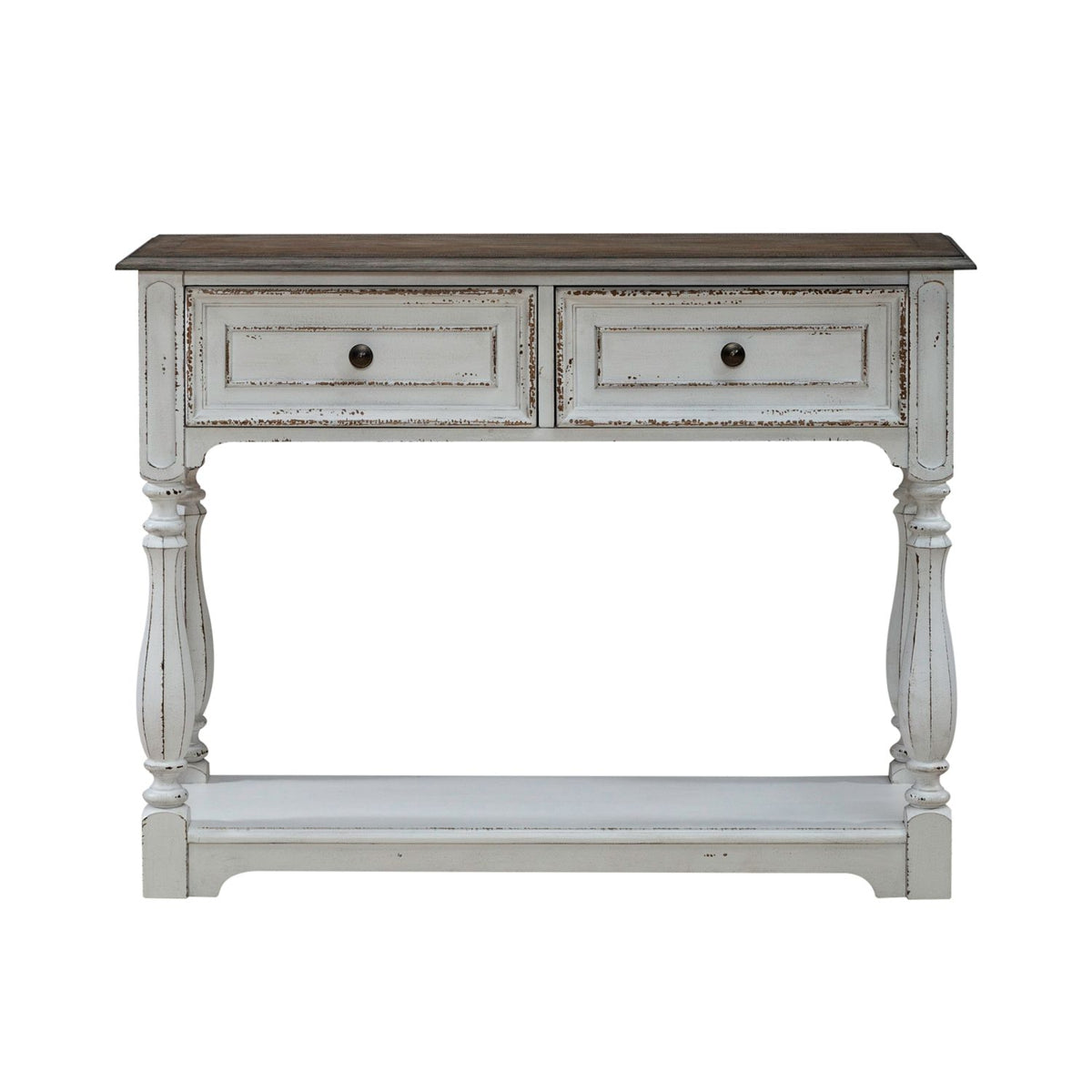 Liberty Furniture Magnolia Manor Hall Console in Antique White & Weathered Bark EST SHIP TIME APPX 4 WEEKS - Luxury Home Furniture (MI)