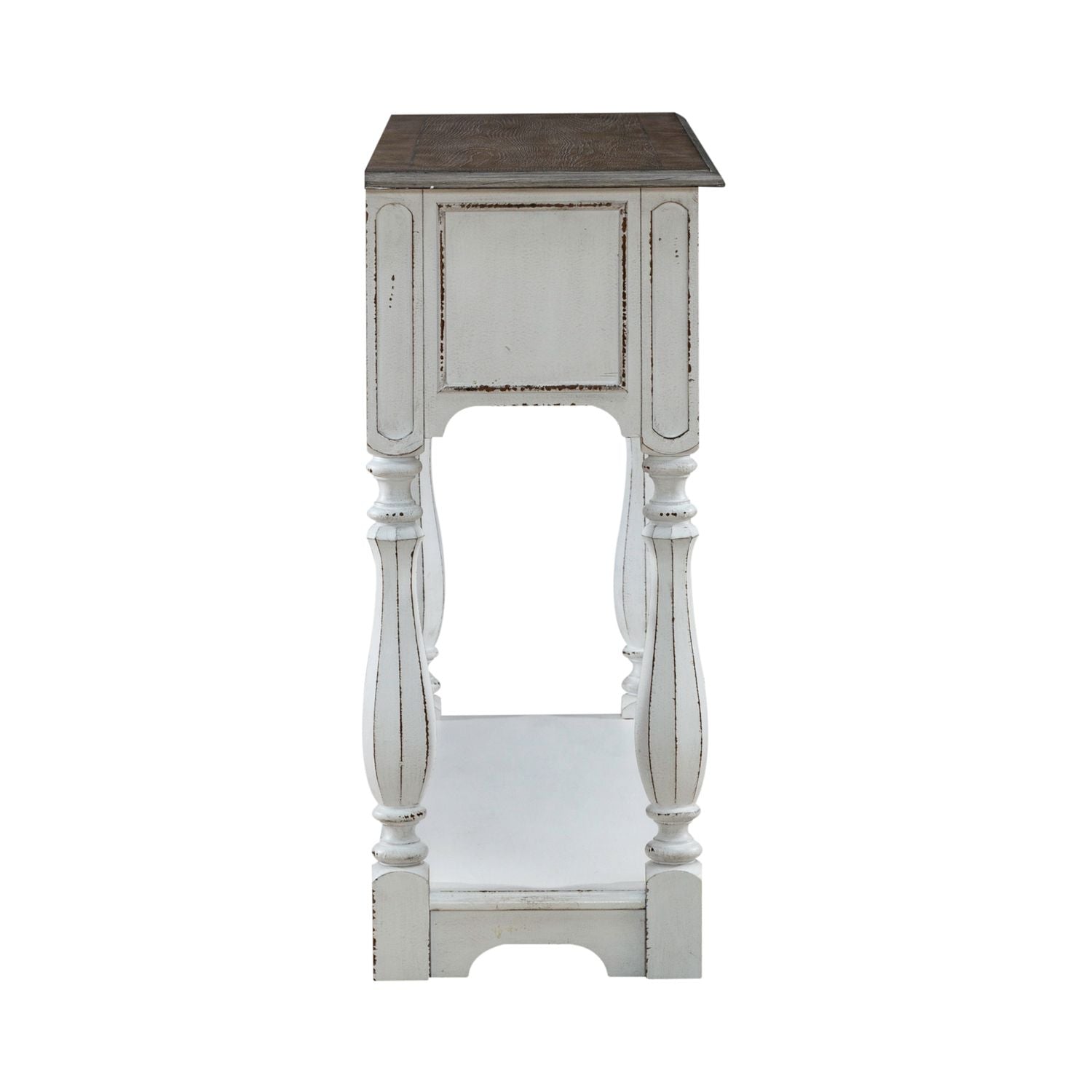 Magnolia Manor Hall Console in Antique White & Weathered Bark EST SHIP TIME APPX 4 WEEKS - Luxury Home Furniture (MI)