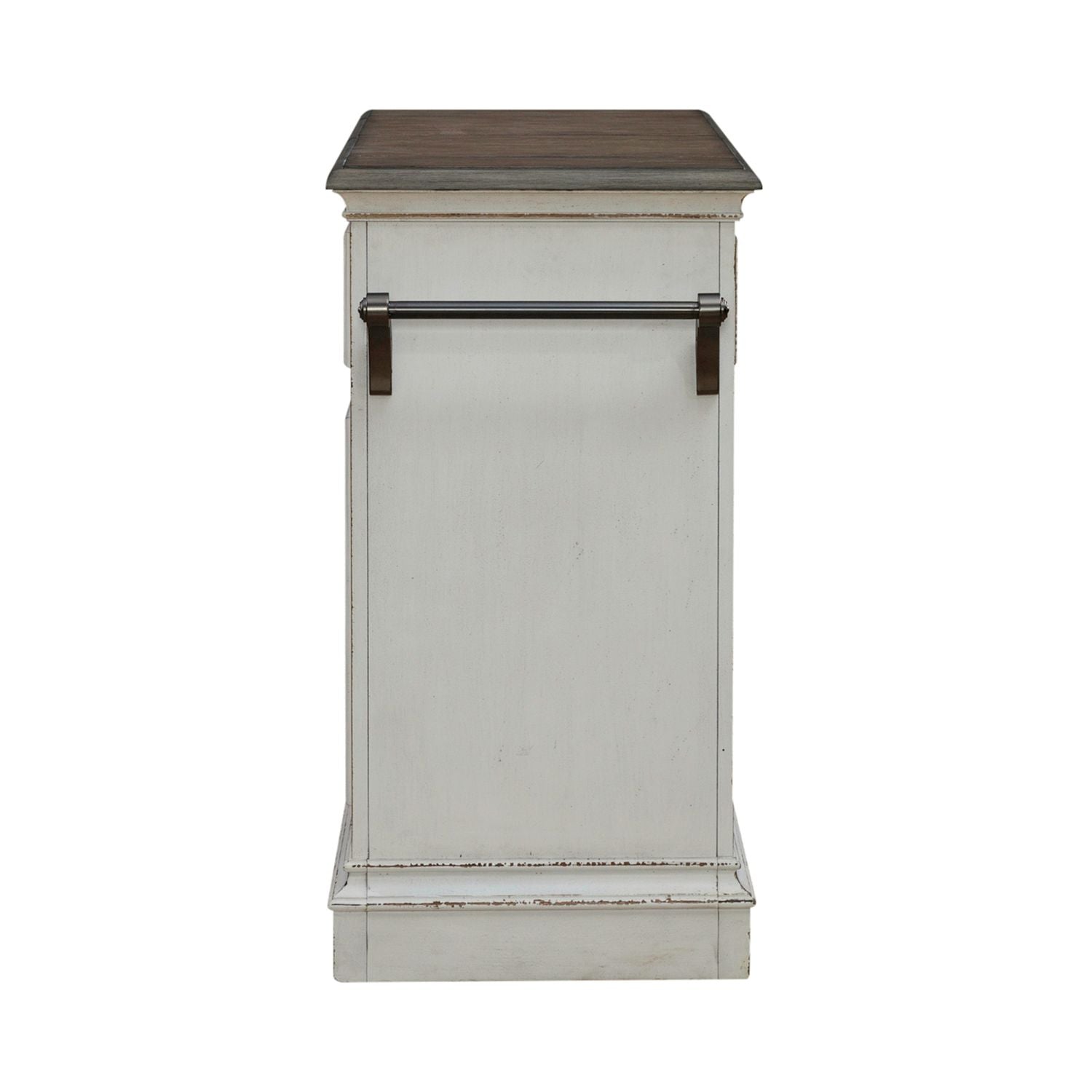 Magnolia Manor Bar Cart in Antique White & Weathered Bark EST SHIP TIME APPX 4 WEEKS image