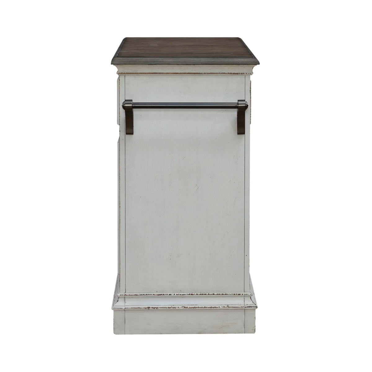 Liberty Furniture Magnolia Manor Bar Cart in Antique White & Weathered Bark EST SHIP TIME APPX 4 WEEKS