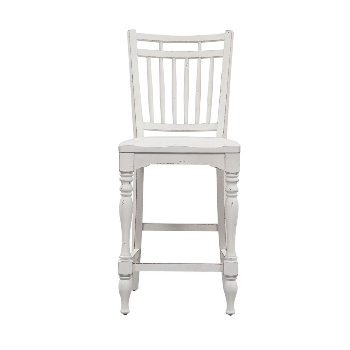Liberty Furniture Magnolia Manor Spindle Back Counter Chair in Antique White - Luxury Home Furniture (MI)