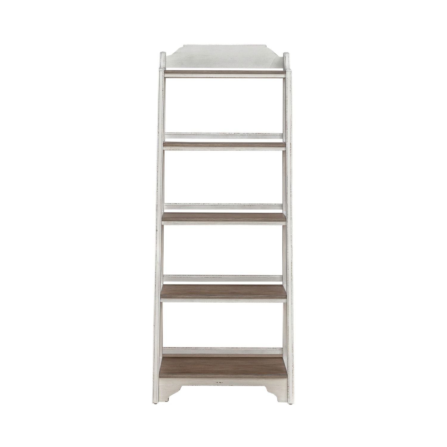 Magnolia Manor Leaning Pier Bookcase in Antique White & Weathered Bark - Luxury Home Furniture (MI)
