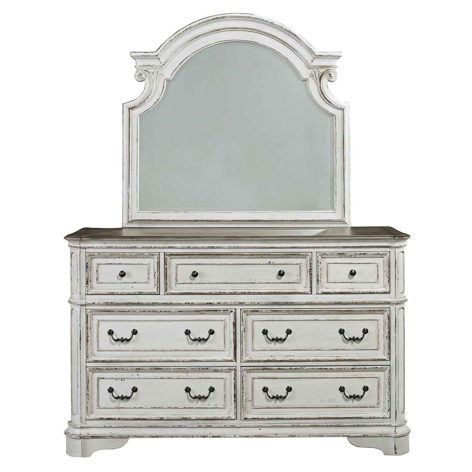 Magnolia Manor King Uph Bed, Dresser & Mirror