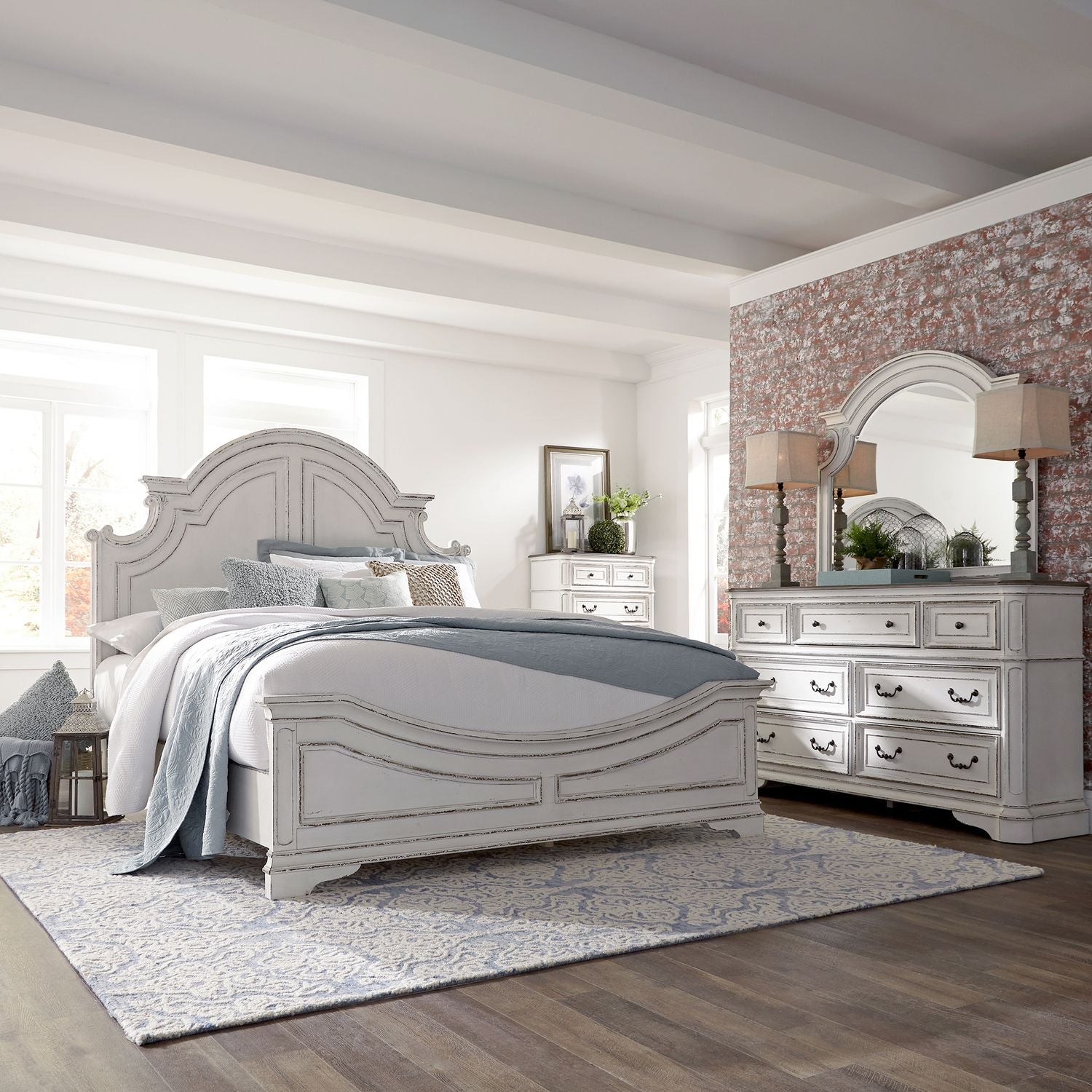 Magnolia Manor Queen Panel Bed, Dresser & Mirror, Chest image
