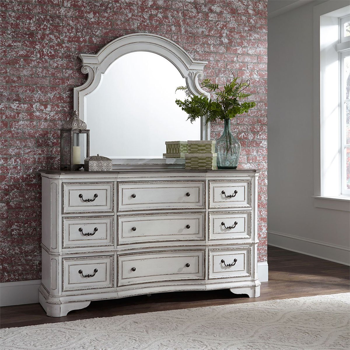 Liberty Magnolia Manor Leg 9 Drawer Dresser in Antique White - Luxury Home Furniture (MI)