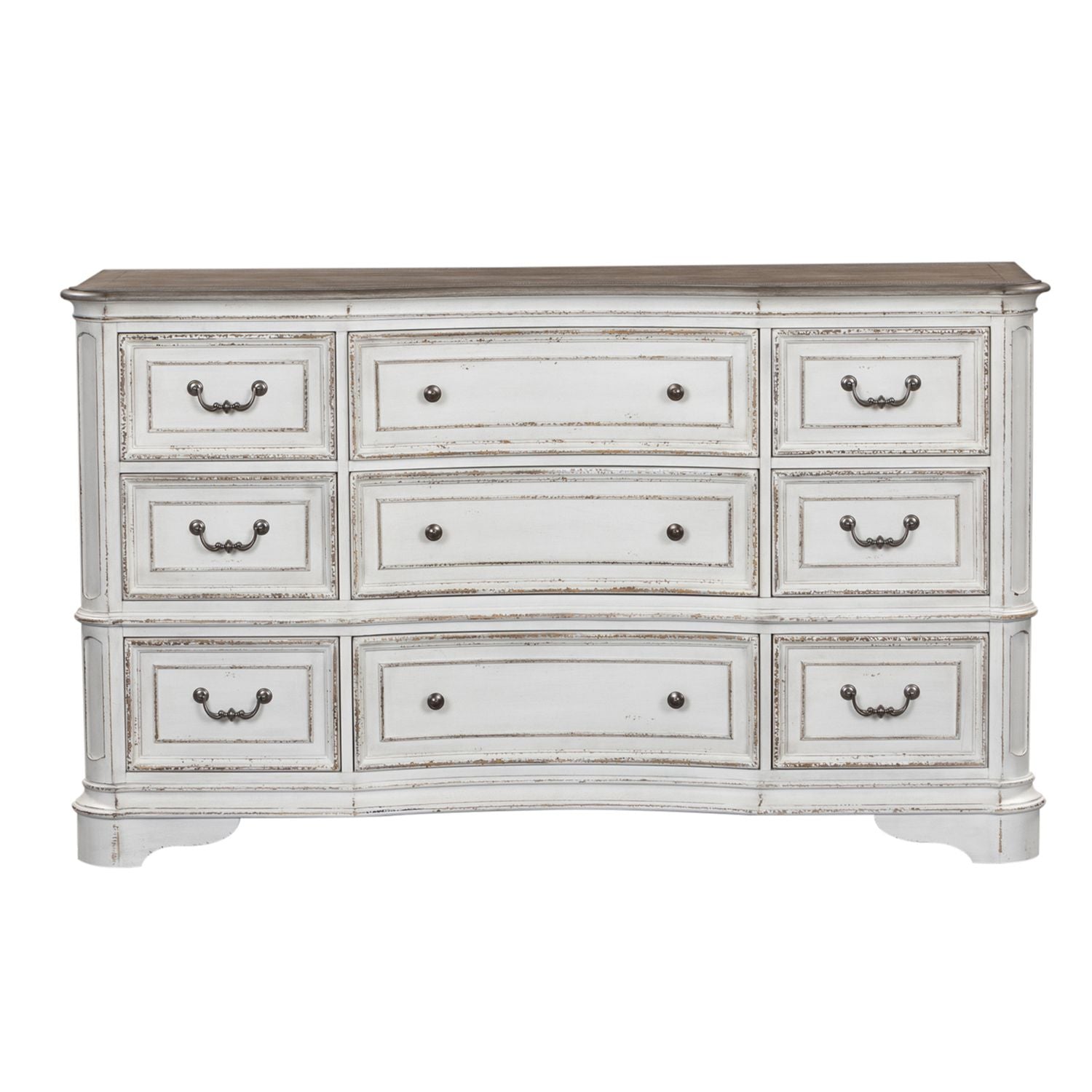 Magnolia Manor Leg 9 Drawer Dresser in Antique White - Luxury Home Furniture (MI)