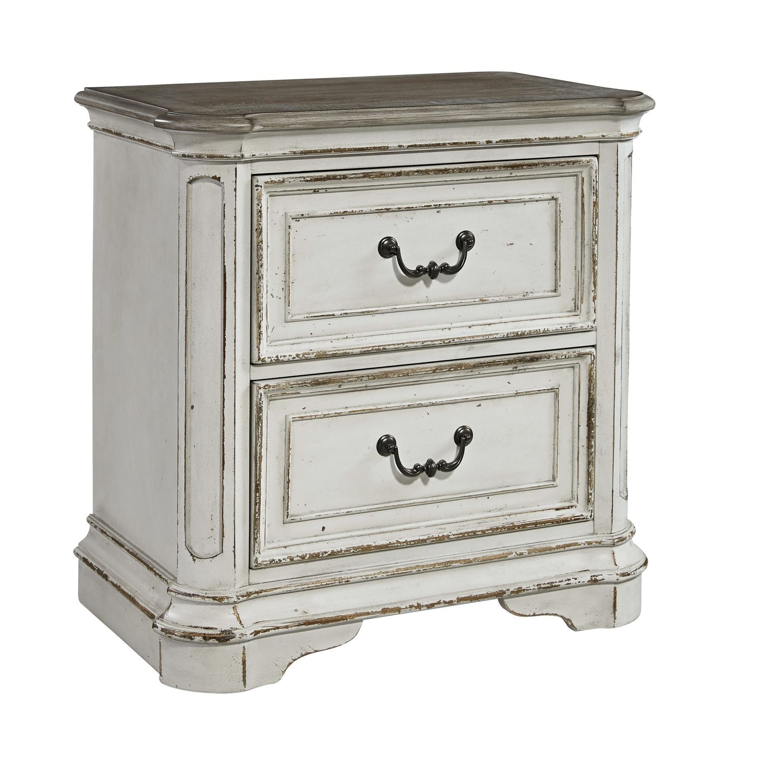 Magnolia Manor Two Drawer Nightstand in Antique White - Luxury Home Furniture (MI)