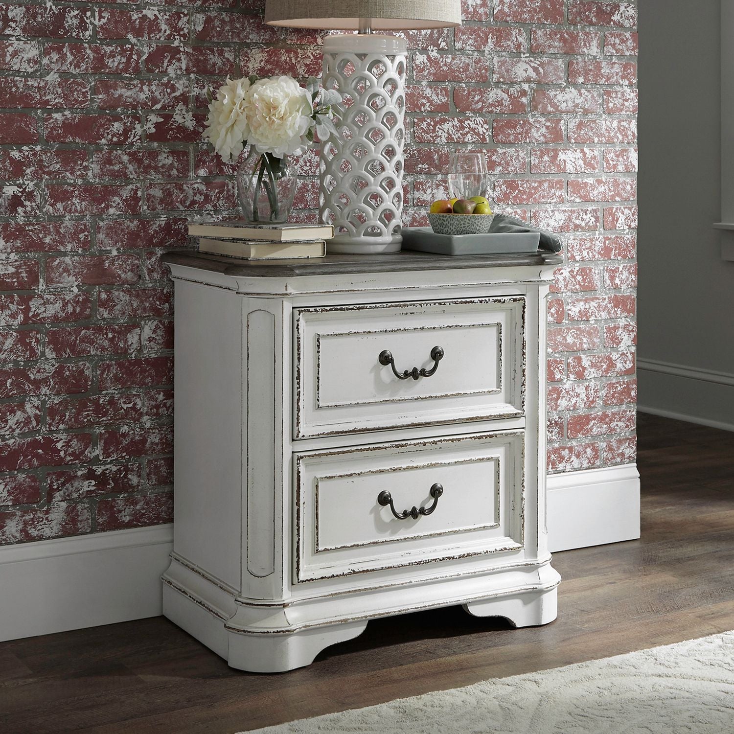 Liberty Magnolia Manor Two Drawer Nightstand in Antique White image