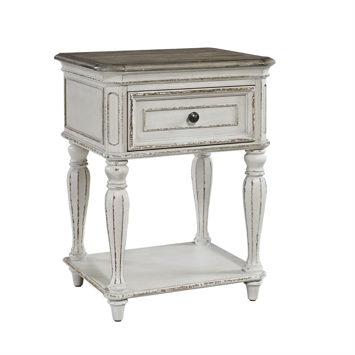 Liberty Magnolia Manor Leg Nightstand in Antique White - Luxury Home Furniture (MI)