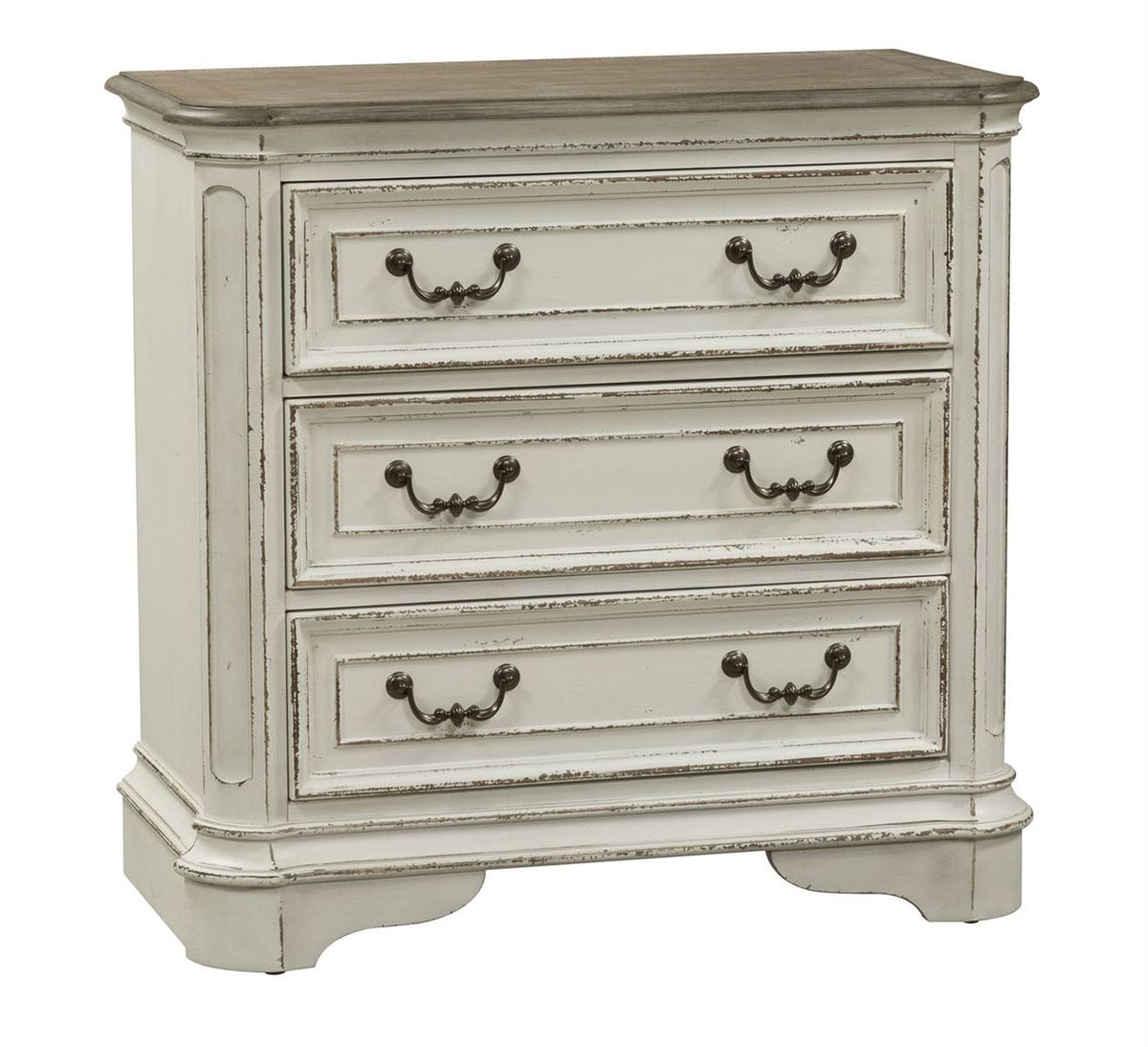 Liberty Magnolia Manor 3 Drawer Bedside Chest in Antique White - Luxury Home Furniture (MI)
