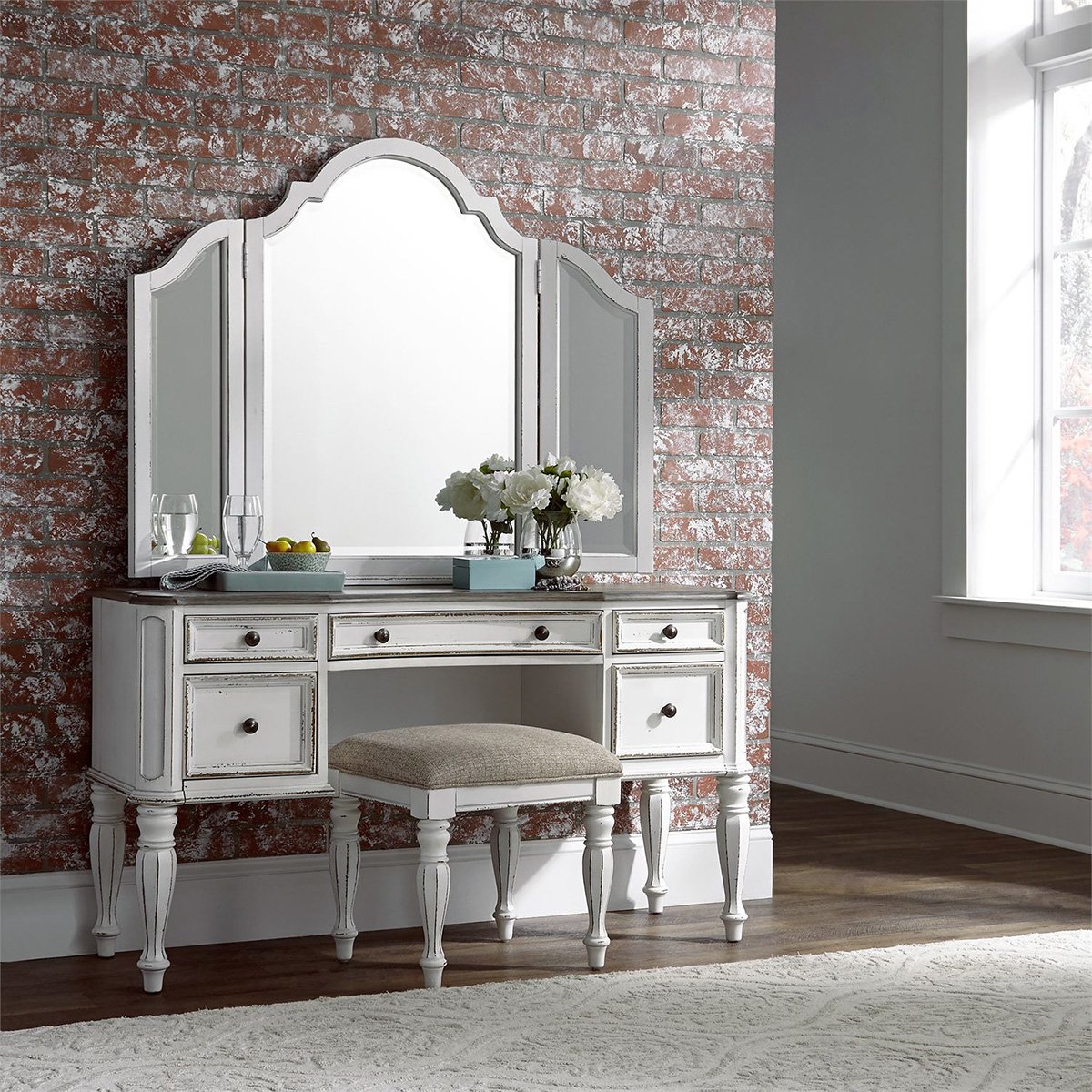 Liberty Magnolia Manor Vanity Mirror in Antique White - Luxury Home Furniture (MI)