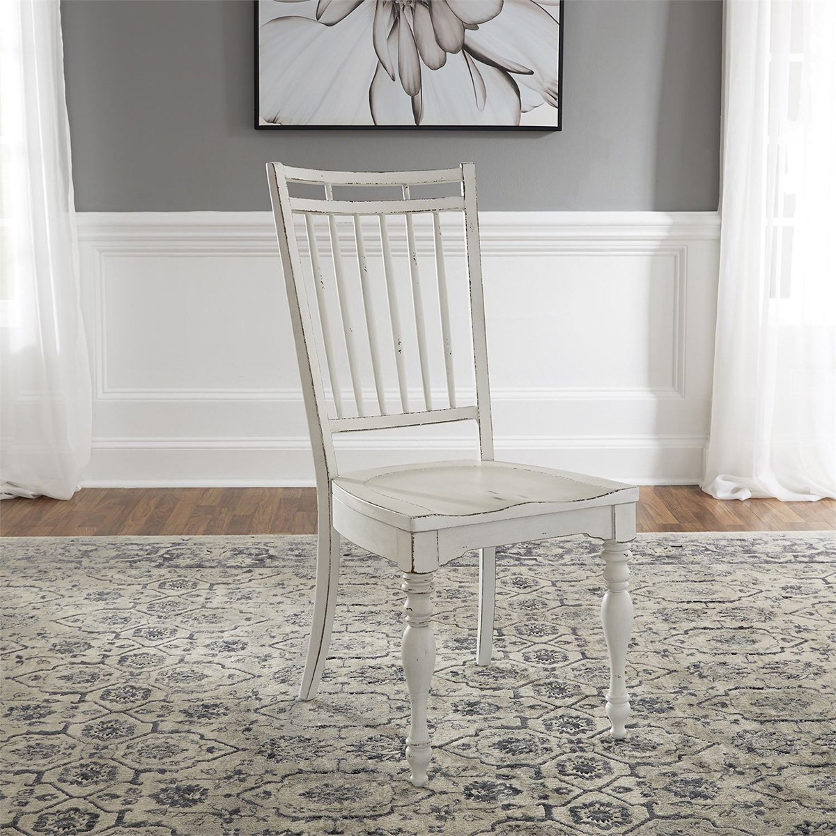 Liberty Furniture Magnolia Manor Spindle Back Side Chair (Set of 2) in Antique White