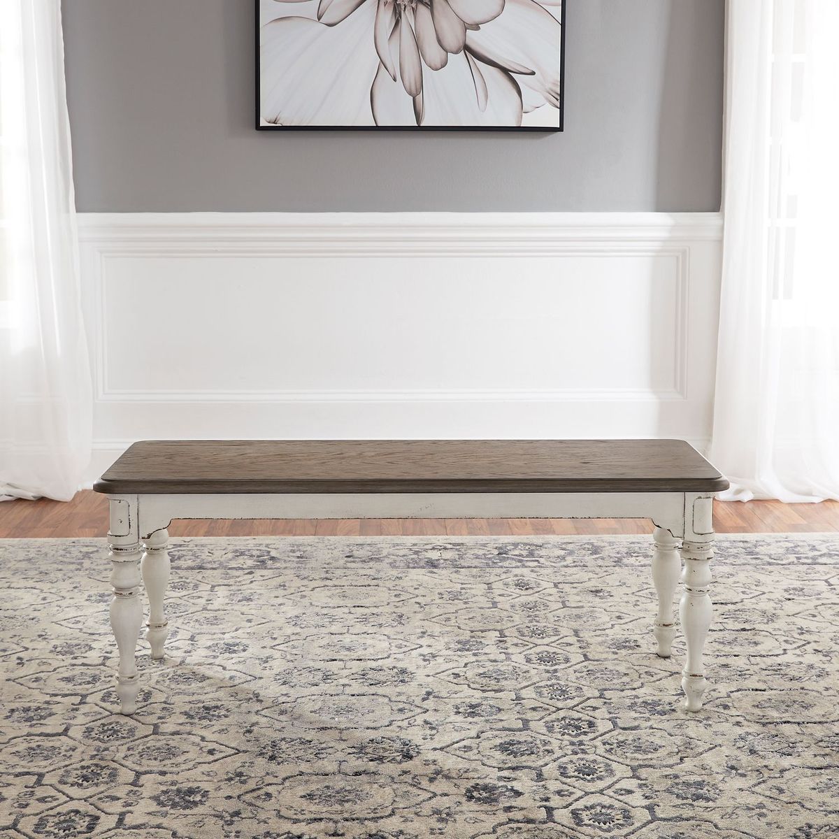 Liberty Furniture Magnolia Manor Dining Bench (RTA) in Antique White - Luxury Home Furniture (MI)