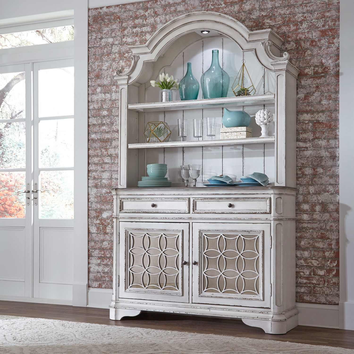 Magnolia Manor Hutch in Antique White - Luxury Home Furniture (MI)