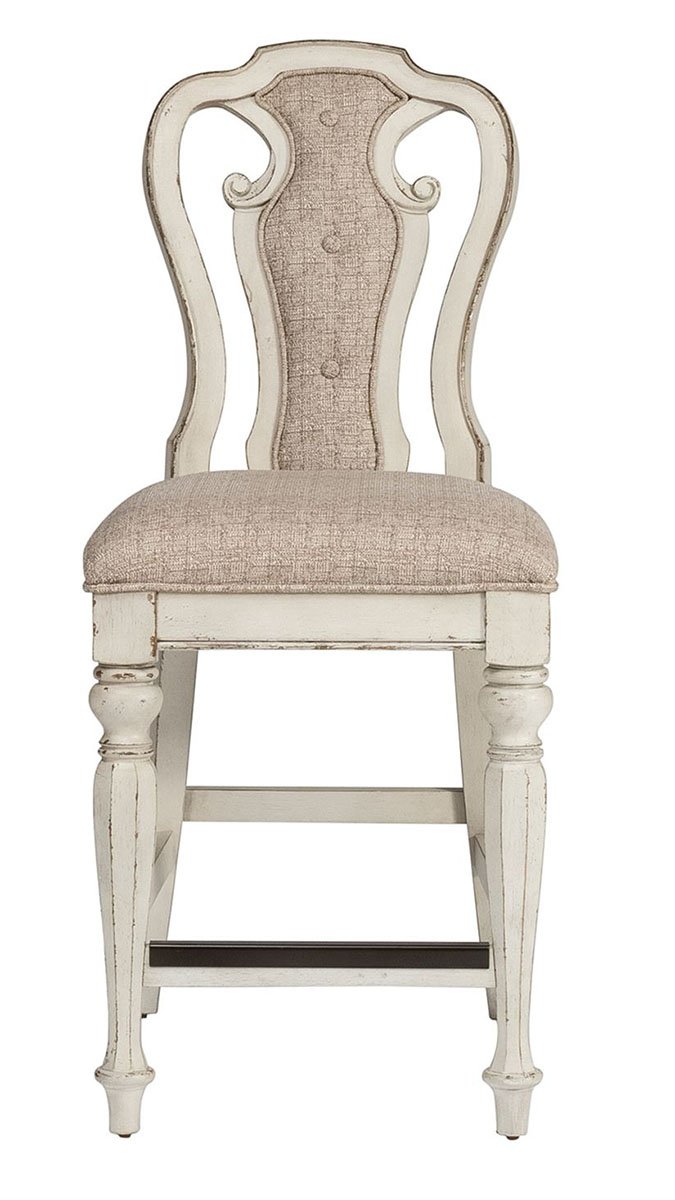 Liberty Furniture Magnolia Manor Upholstered Counter Height Chair in Antique White (Set of 2) - Luxury Home Furniture (MI)