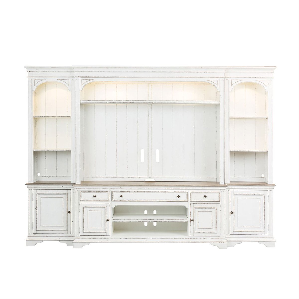 Liberty Magnolia Manor Entertainment Center with Piers in Antique White - Luxury Home Furniture (MI)