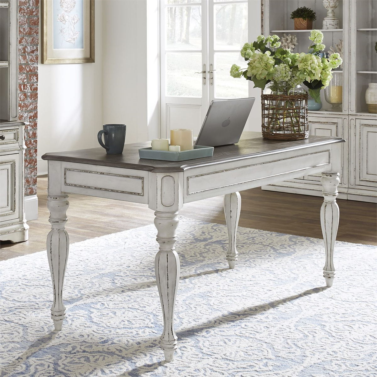 Liberty Magnolia Manor Writing Desk in Antique White - Luxury Home Furniture (MI)