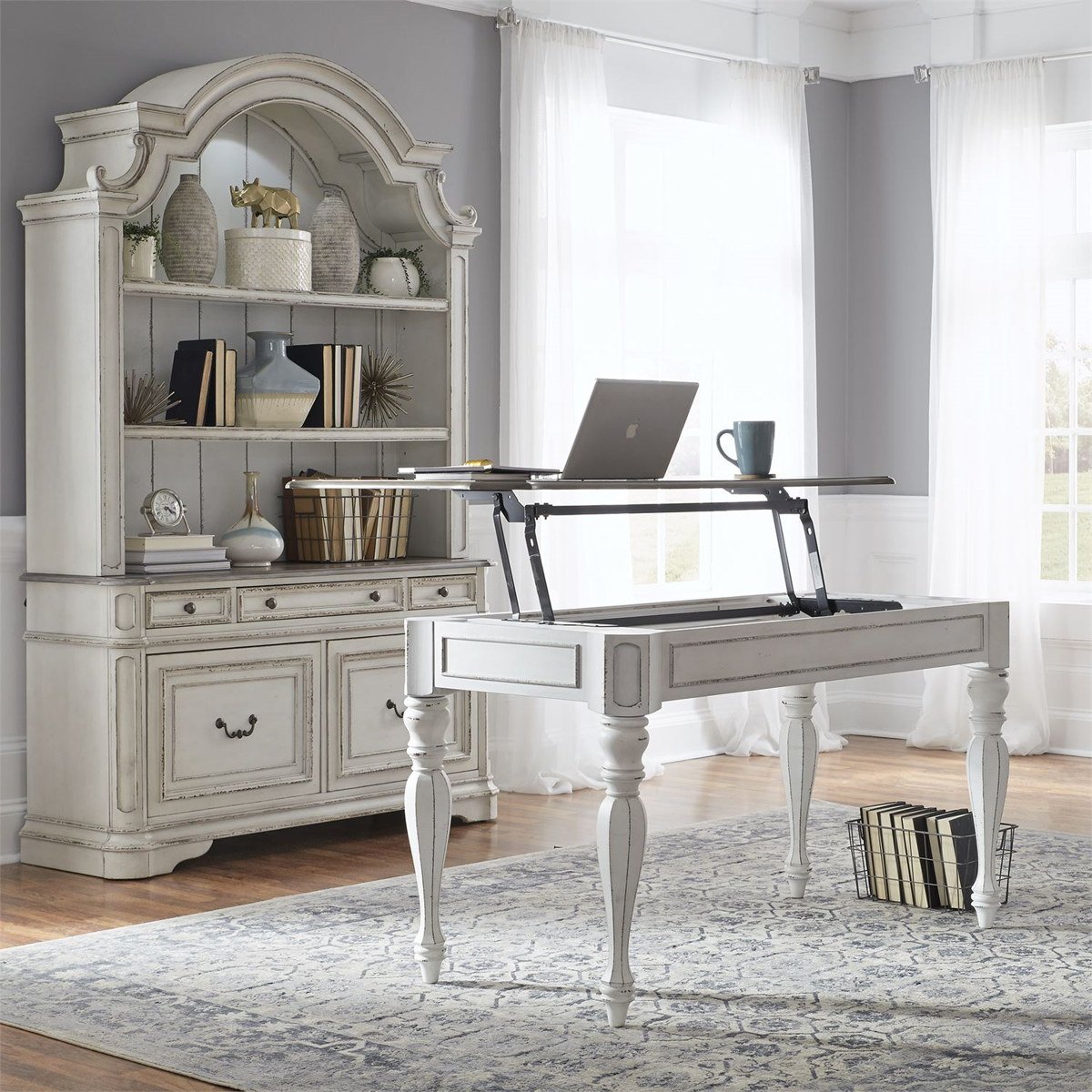 Liberty Magnolia Manor Lift Top Writing Desk in Antique White - Luxury Home Furniture (MI)