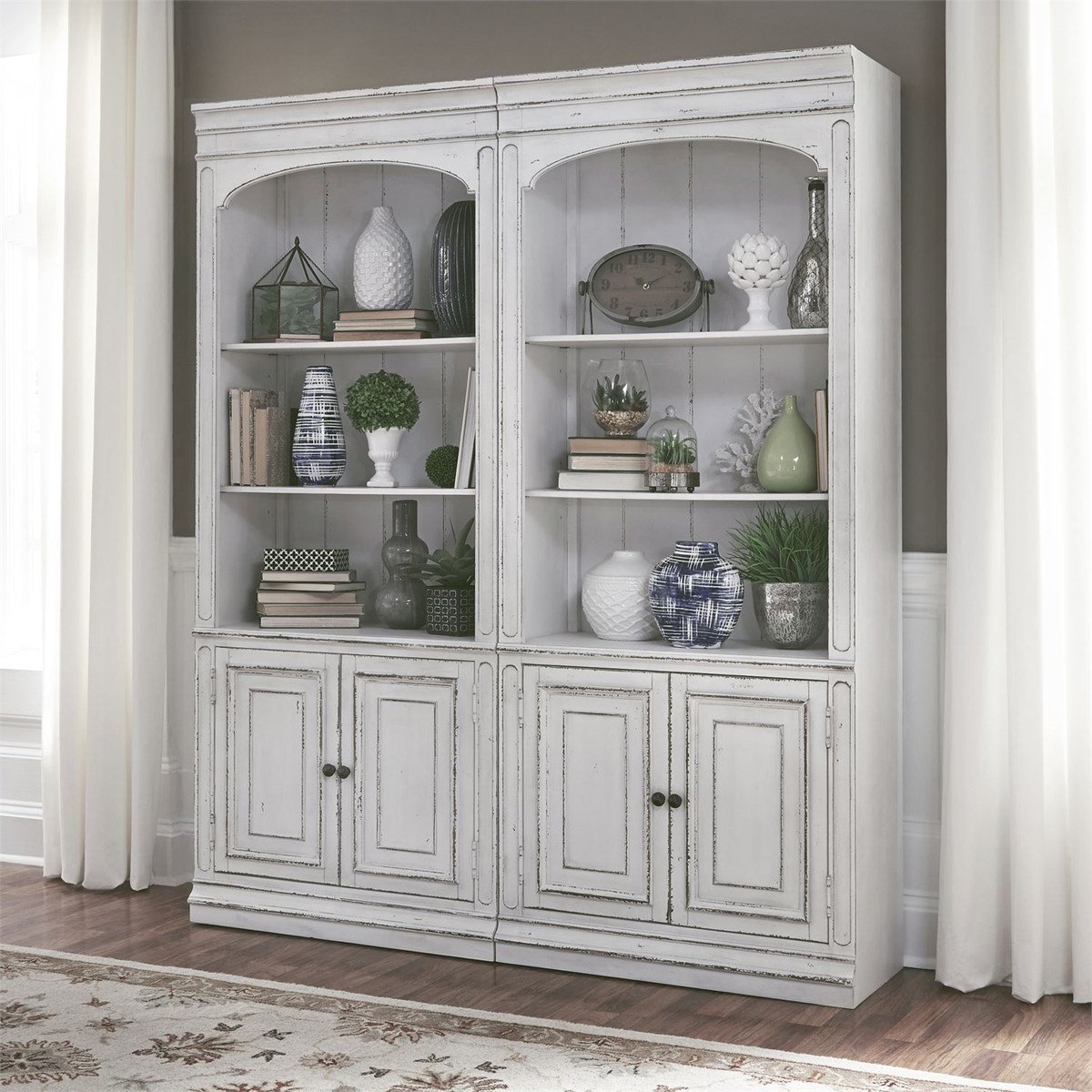 Liberty Magnolia Manor Bunching Bookcase in Antique White - Luxury Home Furniture (MI)