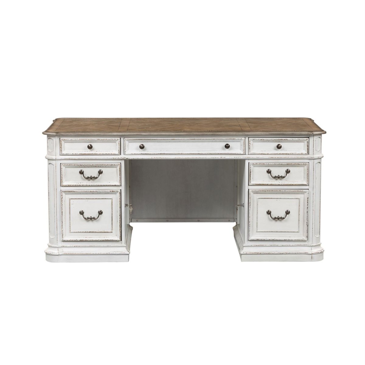 Liberty Magnolia Manor Jr Executive Desk in Antique White 244-HOJ-DSK image