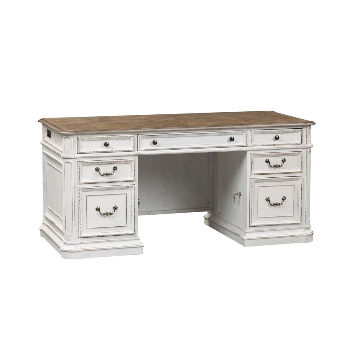 Liberty Magnolia Manor Jr Executive Desk in Antique White 244-HOJ-DSK