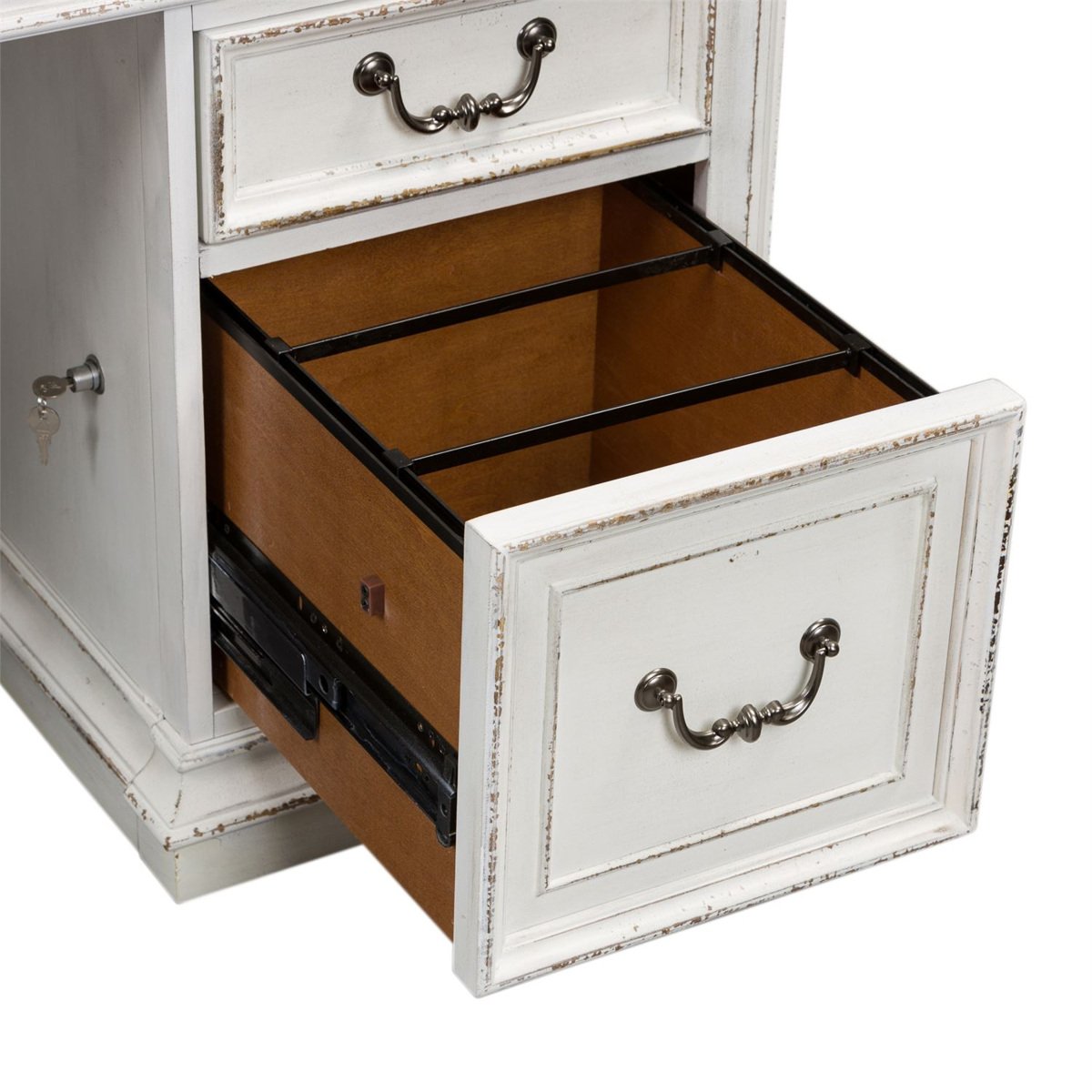 Liberty Magnolia Manor Jr Executive Desk in Antique White 244-HOJ-DSK - Luxury Home Furniture (MI)