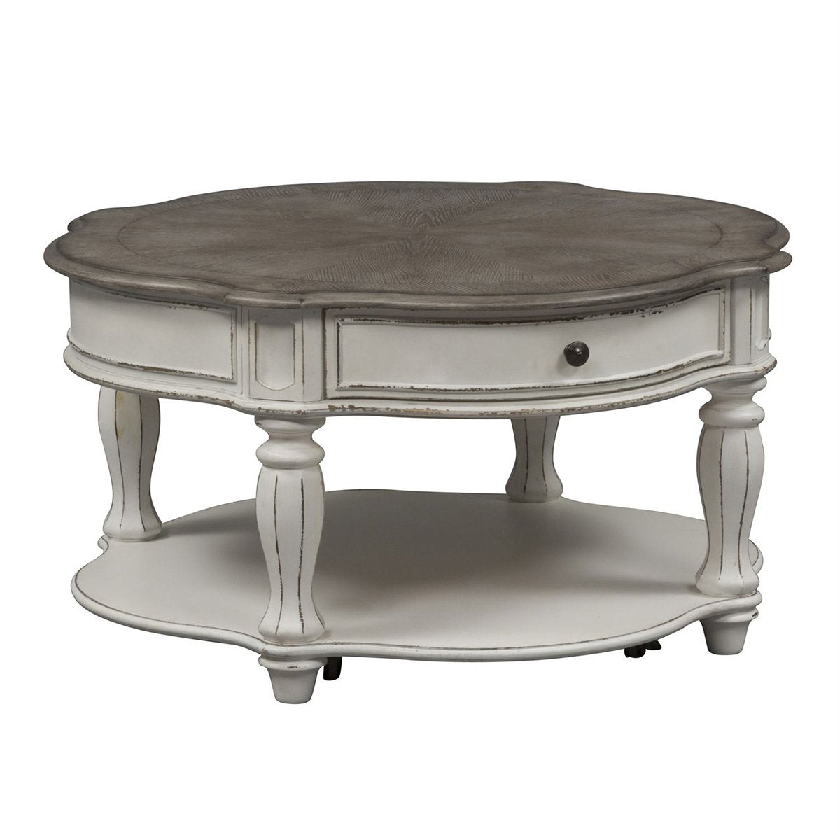 Liberty Magnolia Manor Round Cocktail Table in Antique White - Luxury Home Furniture (MI)