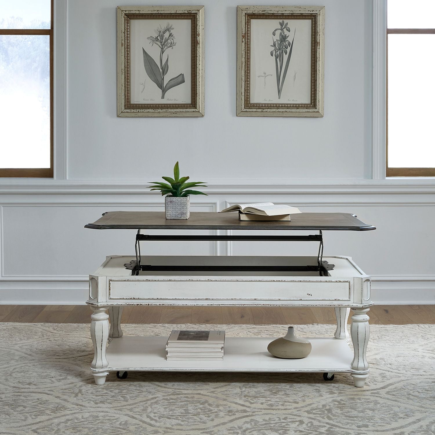 Magnolia Manor Lift Top Cocktail Table in Antique White image