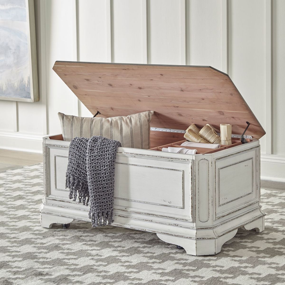 Liberty Magnolia Manor Storage Trunk in Antique White - Luxury Home Furniture (MI)