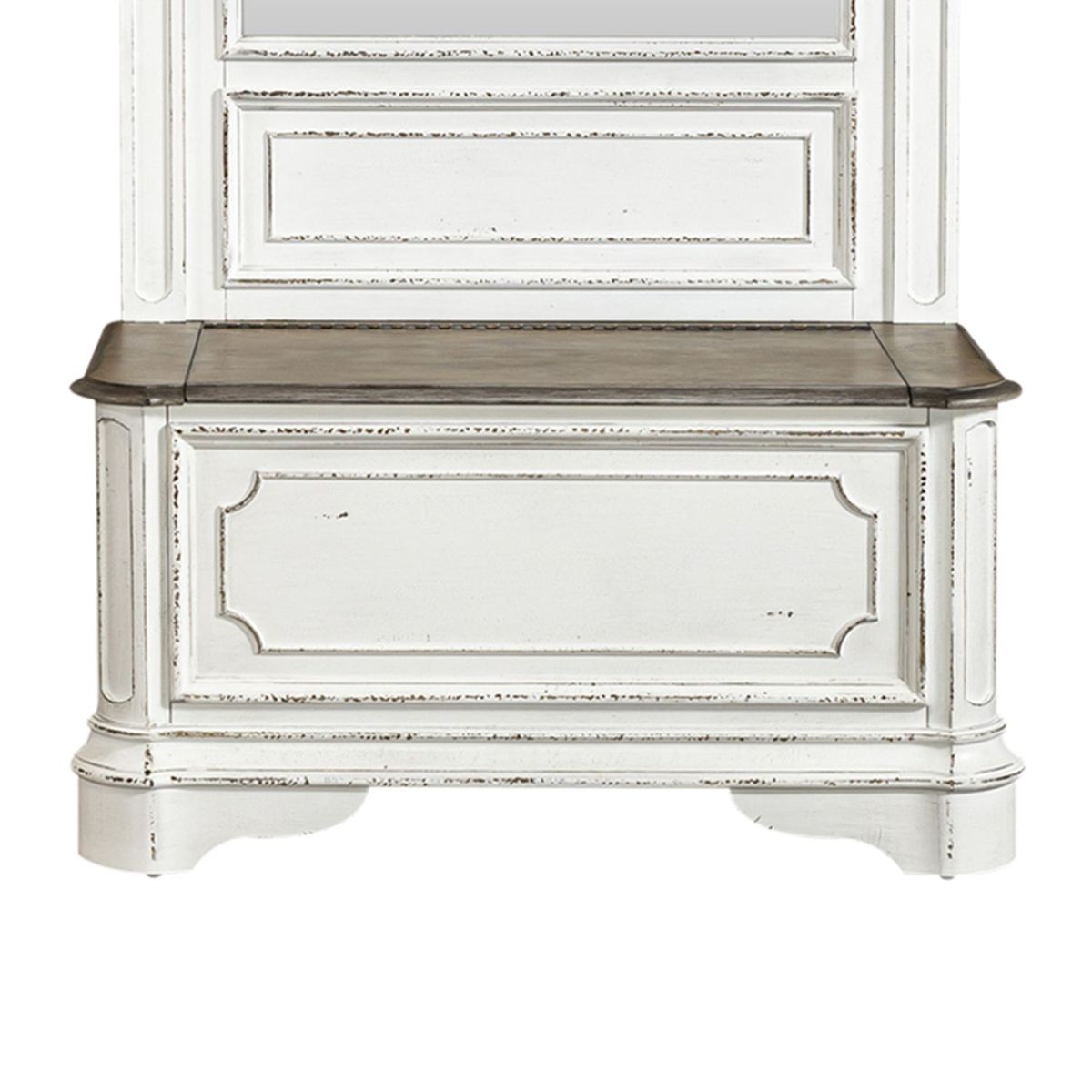 Liberty Furniture Magnolia Manor Hall Tree Base in Antique White & Weathered Bark - Luxury Home Furniture (MI)