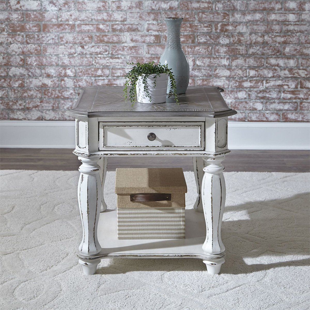 Liberty Magnolia Manor End Table in Antique White - Luxury Home Furniture (MI)