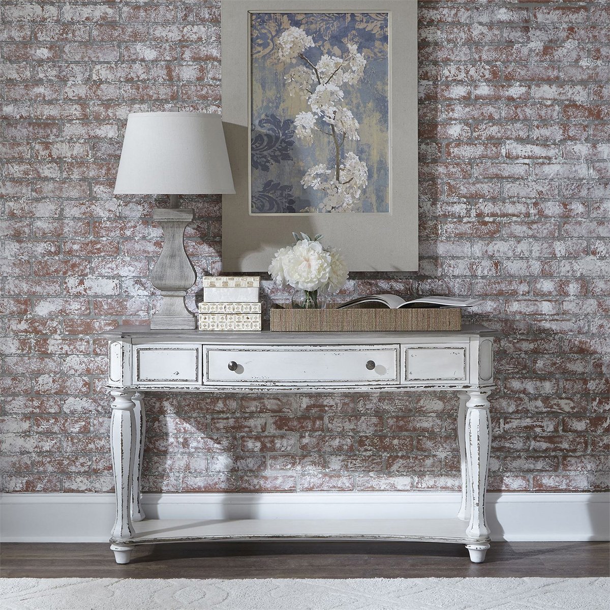 Liberty Magnolia Manor Sofa Table in Antique White - Luxury Home Furniture (MI)