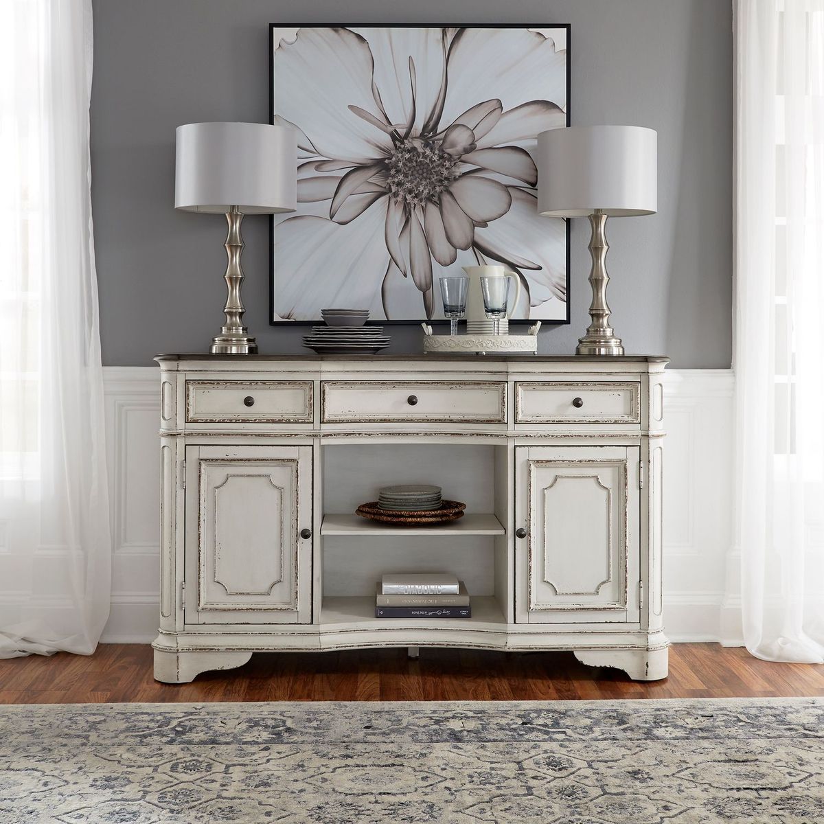 Liberty Furniture Magnolia Manor Server in Antique White - Luxury Home Furniture (MI)