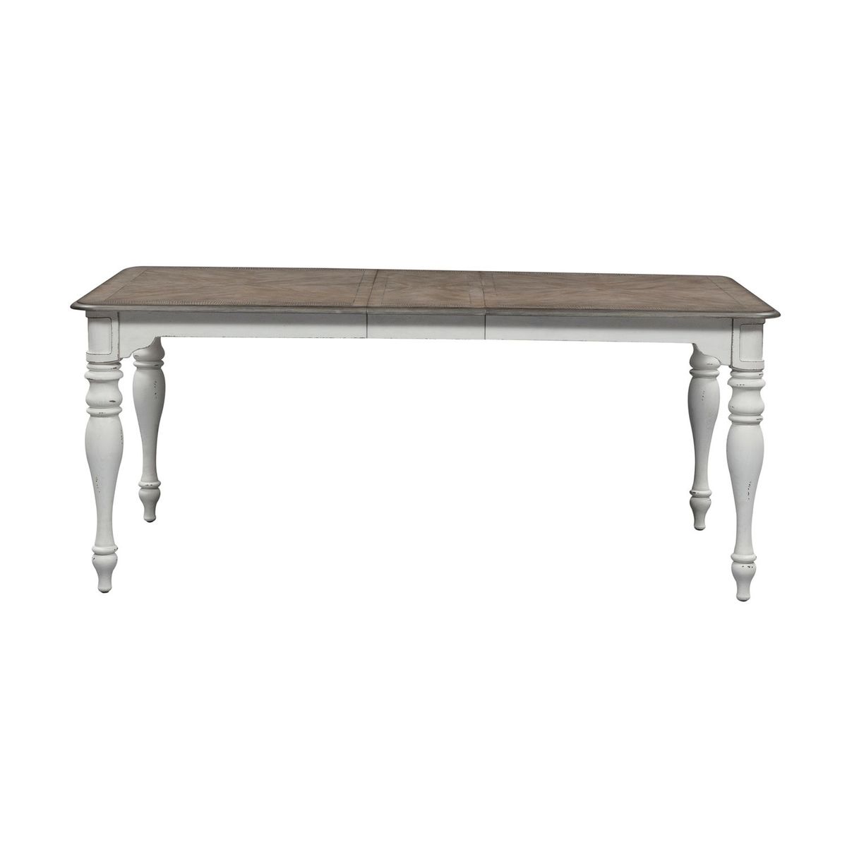 Liberty Furniture Magnolia Manor Leg Table in Antique White Base w/ Weathered Bark Tops image