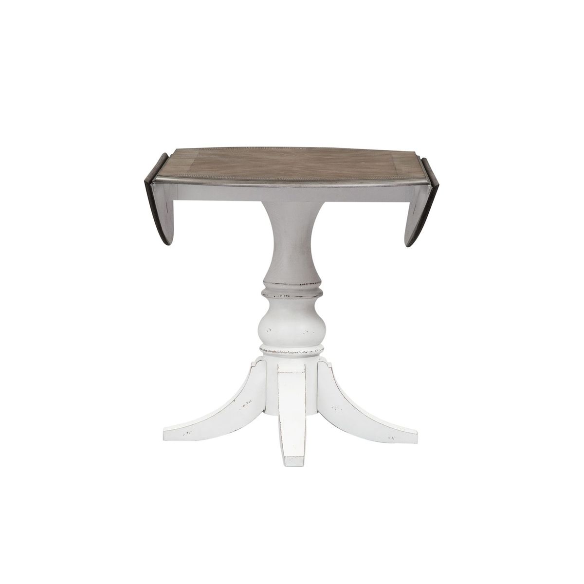 Liberty Furniture Magnolia Manor Drop Leaf Table in Antique White Base w/ Weathered Bark Tops - Luxury Home Furniture (MI)