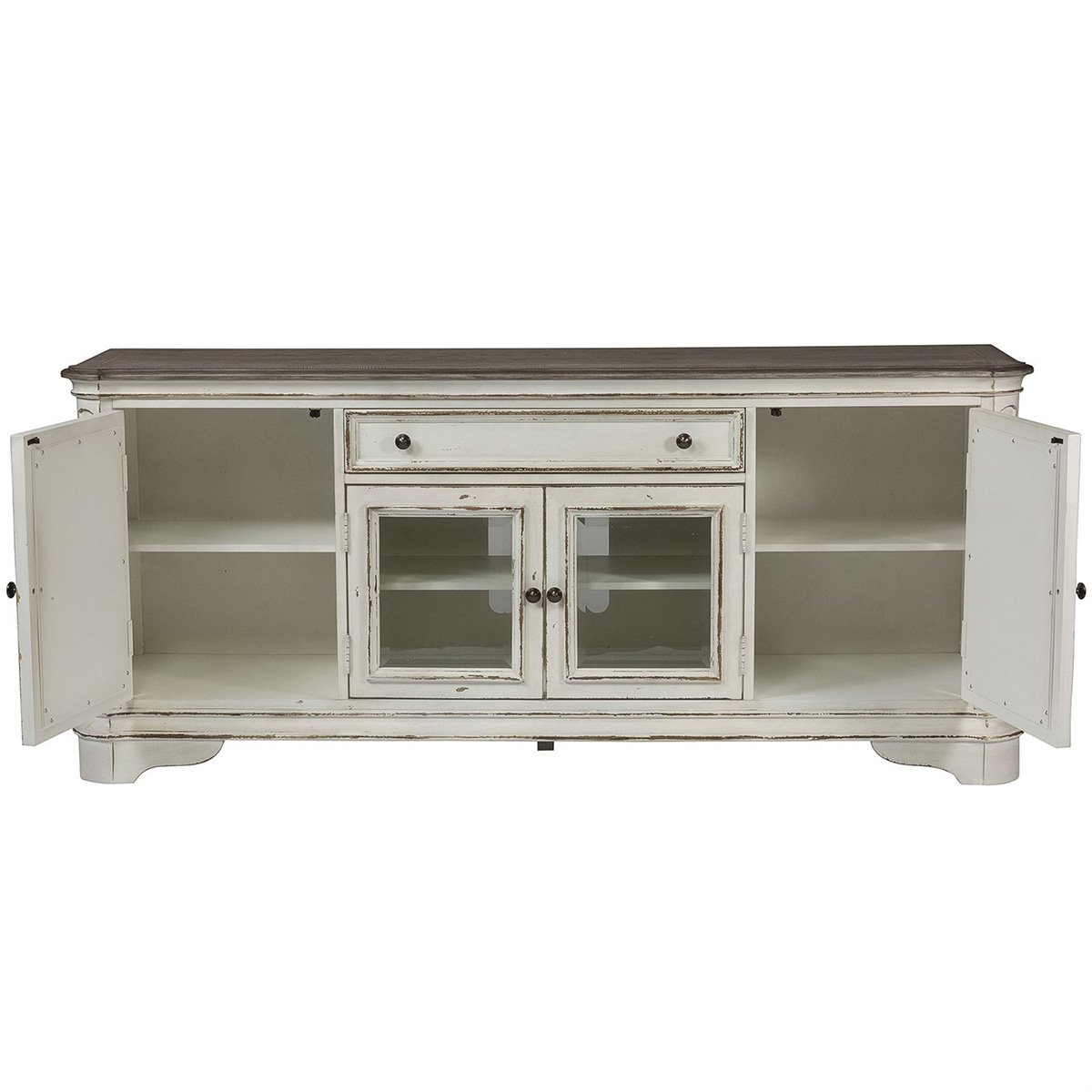 Liberty Magnolia Manor Entertainment TV Stand in Antique White - Luxury Home Furniture (MI)