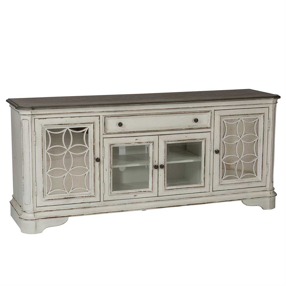 Liberty Magnolia Manor Entertainment TV Stand in Antique White - Luxury Home Furniture (MI)