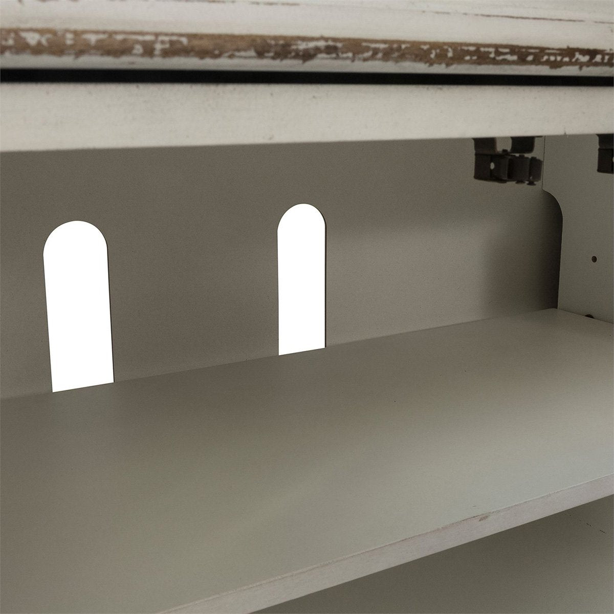 Liberty Magnolia Manor Entertainment TV Stand w/Hutch in Antique White - Luxury Home Furniture (MI)