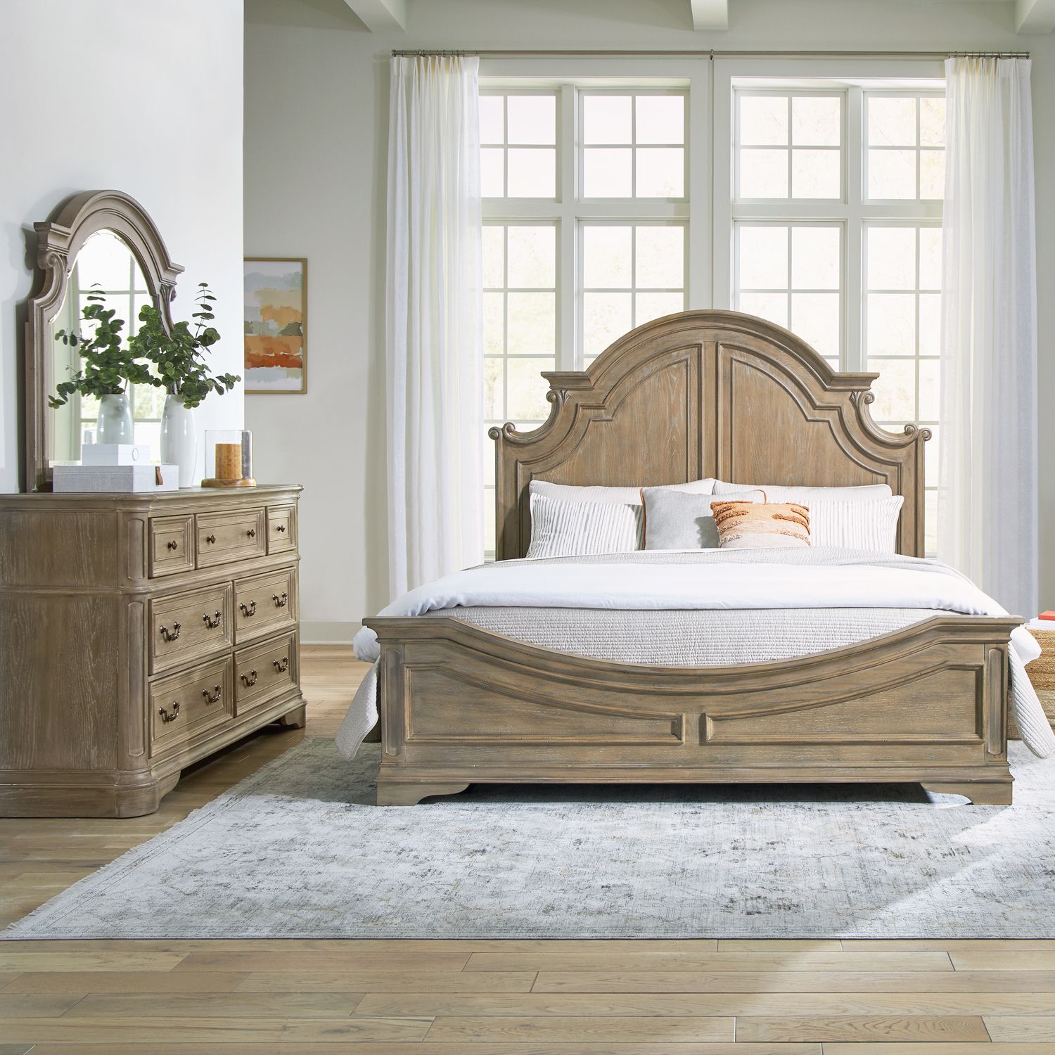 Magnolia Manor King California Panel Bed, Dresser & Mirror image