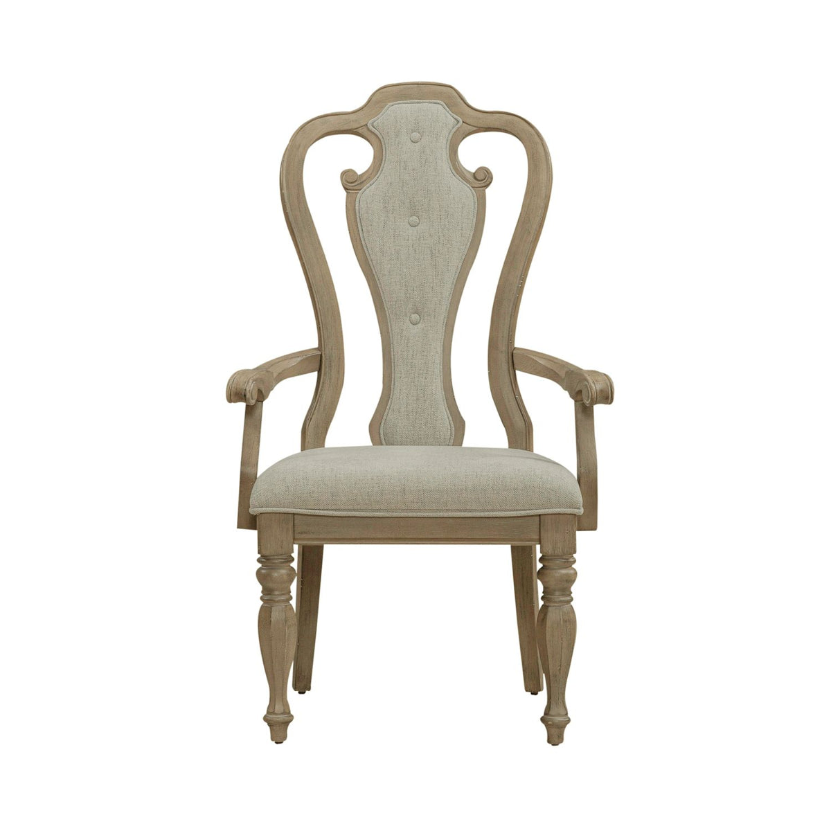 Liberty Furniture Magnolia Manor Splat Back Upholstered Arm Chair (RTA) (Set of 2) in Weathered Bisque