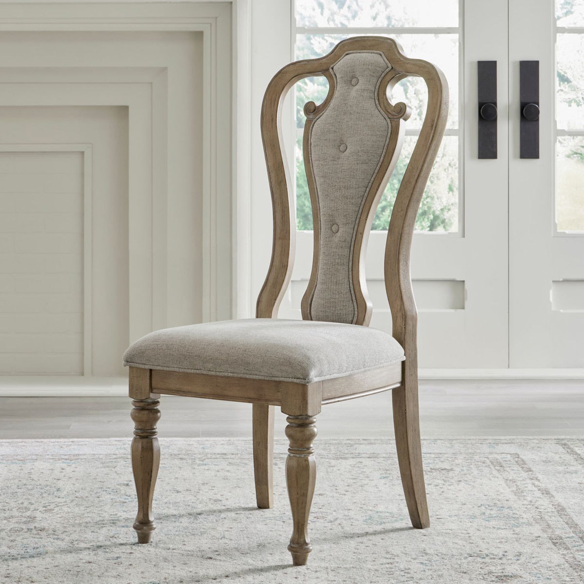 Liberty Furniture Magnolia Manor Splat Back Upholstered Side Chair (RTA) (Set of 2) in Weathered Bisque - Luxury Home Furniture (MI)