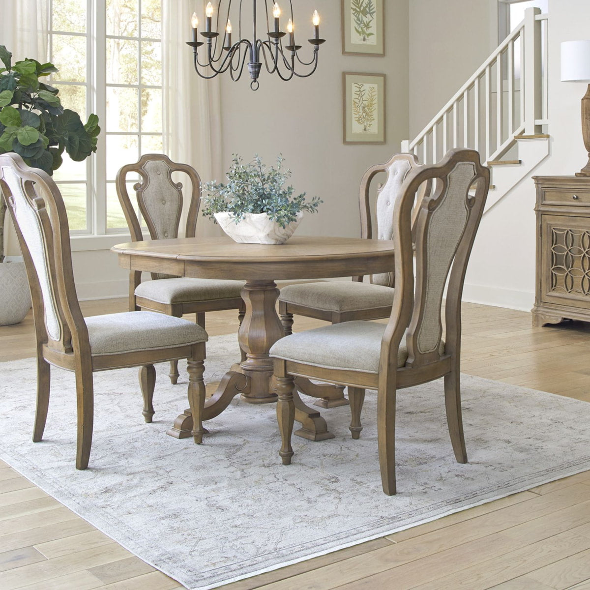 Liberty Furniture Magnolia Manor Pedestal Dining Table in Weathered Bisque - Luxury Home Furniture (MI)