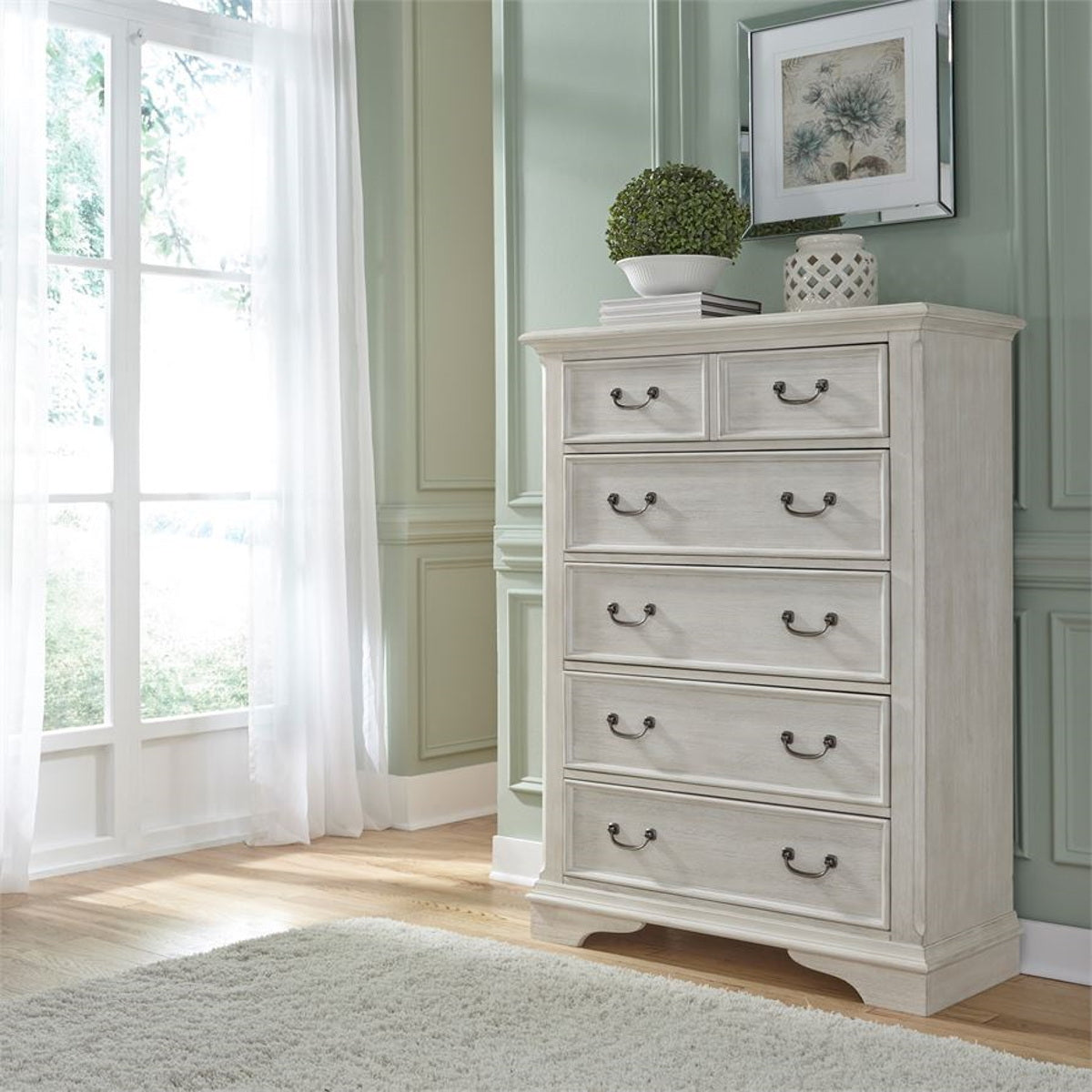 Liberty Funiture Bayside Drawer Chest in Antique White - Luxury Home Furniture (MI)