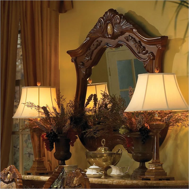AICO Cortina Mirror in Honey Walnut - Luxury Home Furniture (MI)