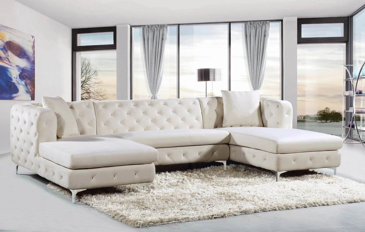 Gail Cream Velvet 3pc. Sectional